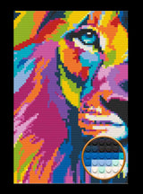 Abstract Lion Art Piece Home Wall Decor Bricked Mosaic Portrait 20x30" — photo 1
