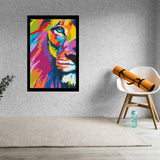 Abstract Lion Art Piece Home Wall Decor Bricked Mosaic Portrait 20x30" — photo 2