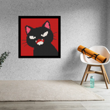 Angry Black Cat Home decoration Bricked Mosaic Portrait 16x16" — photo 2