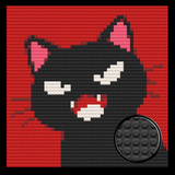 Angry Black Cat Home decoration Bricked Mosaic Portrait 16x16" — photo 1