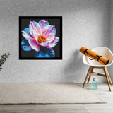 Blue Pink Radiant Blossom Flower Home decoration Bricked Mosaic Portrait 16x16" — photo 2
