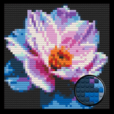 Blue Pink Radiant Blossom Flower Home decoration Bricked Mosaic Portrait 16x16" — photo 1