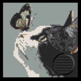 Cat and Butterfly Home Decor Bricked Mosaic Portrait 20x20 — photo 1