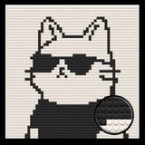 Cool Cat Home decoration Bricked Mosaic Portrait 16x16" — photo 1