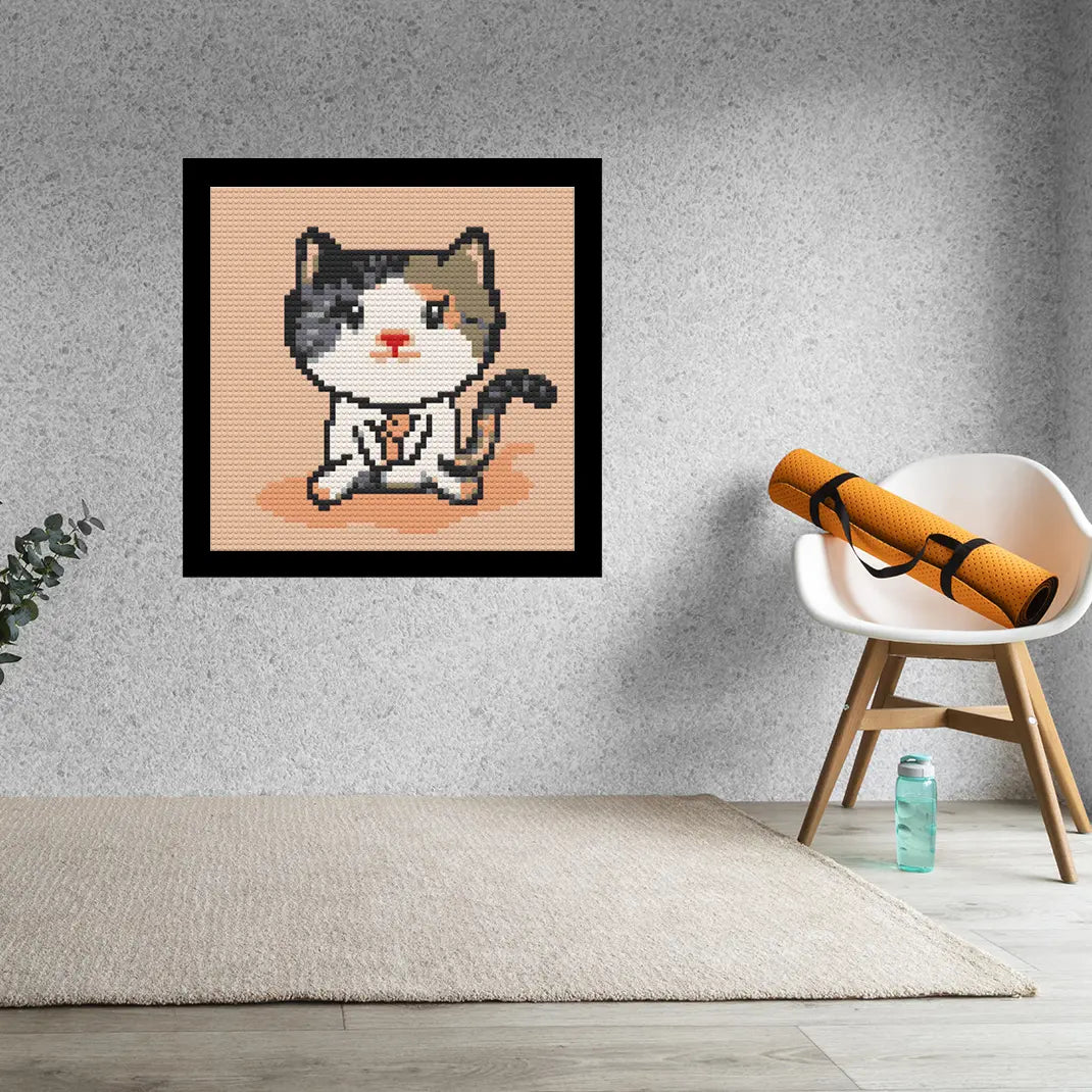 Cute Cartoon Cat  Home Decor Bricked Mosaic Portrait 20x20 Memobrick