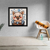Cute Piglet Home decoration Bricked Mosaic Portrait 16x16" — photo 2