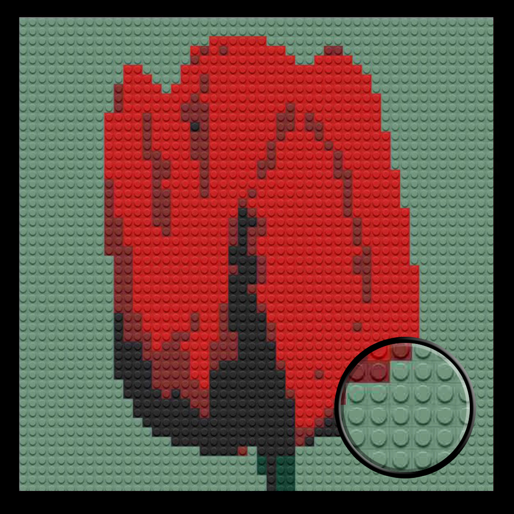 Red Tulips Home decoration Bricked Mosaic Portrait 16x16"