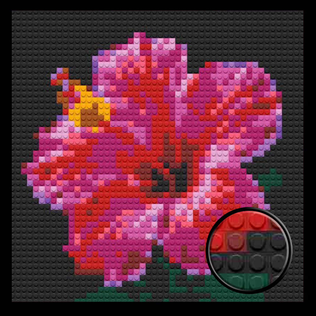 Rose Mallow Flower Home decoration Bricked Mosaic Portrait 16x16"