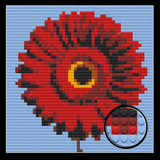 Red Daisy Flower Home decoration Bricked Mosaic Portrait 16x16" — photo 1