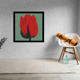 Red Tulips Home decoration Bricked Mosaic Portrait 16x16" — photo 2