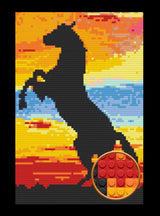 Silhouette Horse Art Piece Home Wall Decor Bricked Mosaic Portrait 20x30" — photo 1