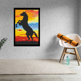 Silhouette Horse Art Piece Home Wall Decor Bricked Mosaic Portrait 20x30" — photo 2