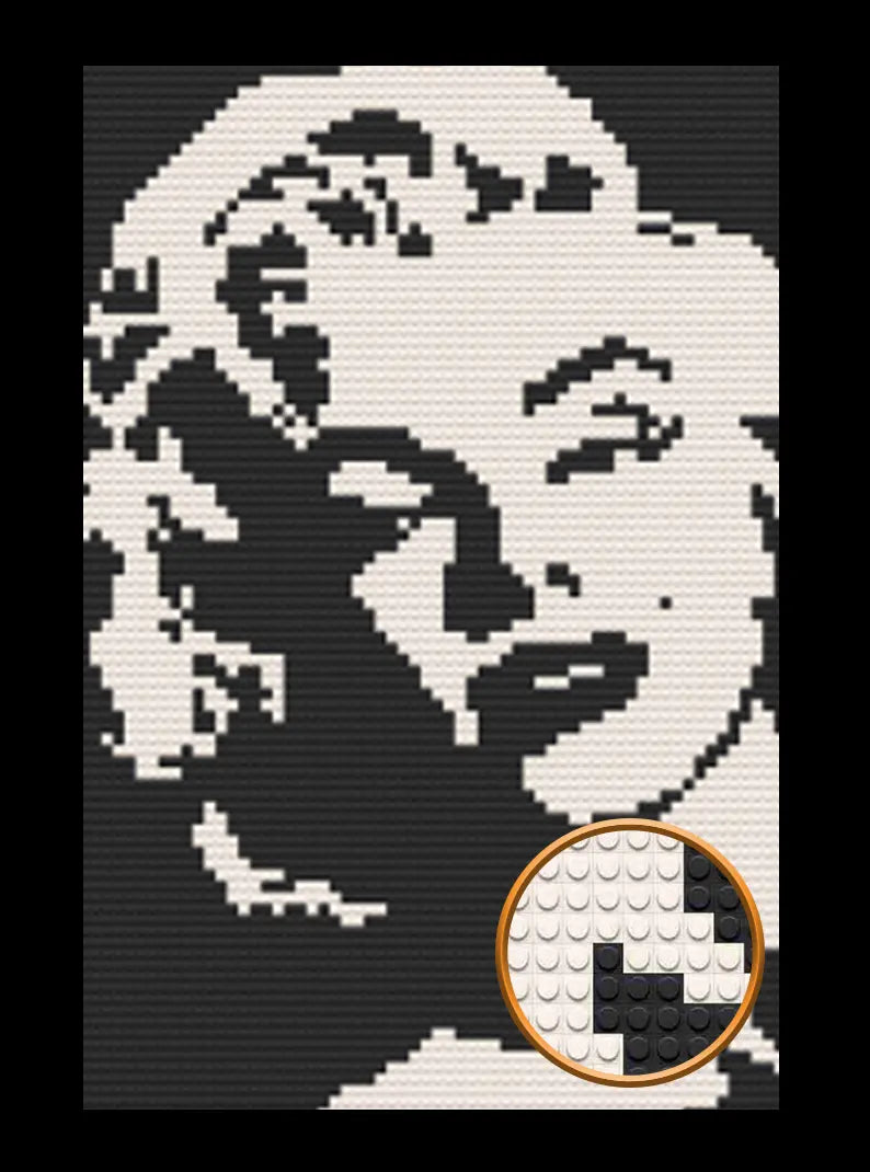 Silhouette Madonna Art Piece Home Wall Decor Bricked Mosaic Portrait 20x30" Memobrick