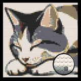Sleeping Cat Home Decor Bricked Mosaic Portrait 20x20 — photo 1