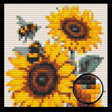 Sunflower with Bee Home decoration Bricked Mosaic Portrait 16x16" — photo 1