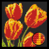 Tulips Home decoration Bricked Mosaic Portrait 16x16" — photo 1