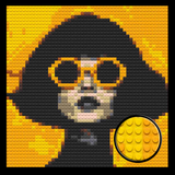 Woman with Yellow Glasses Home decoration Bricked Mosaic Portrait 16x16" — photo 1
