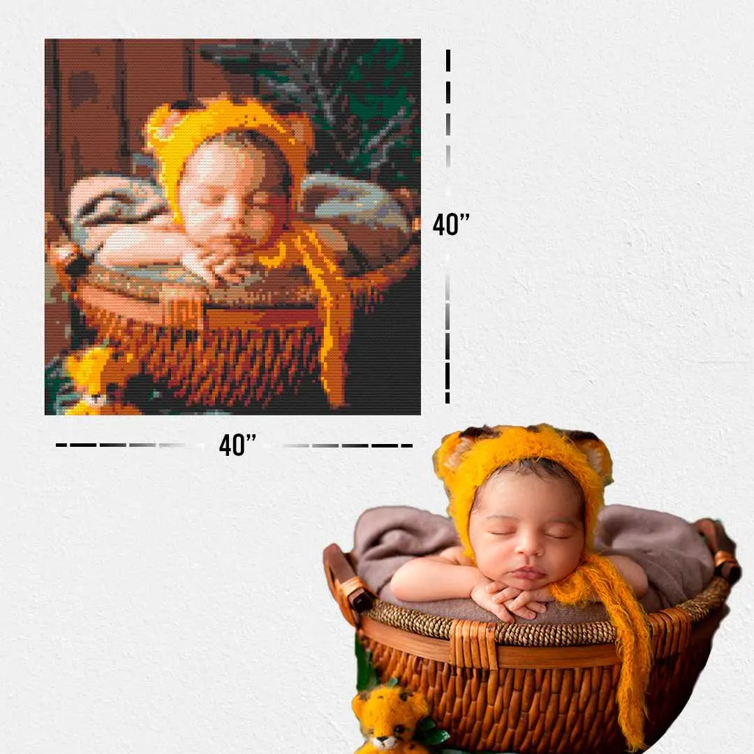 Custom Bricked Mosaic Portrait 40x40" - Memobrick