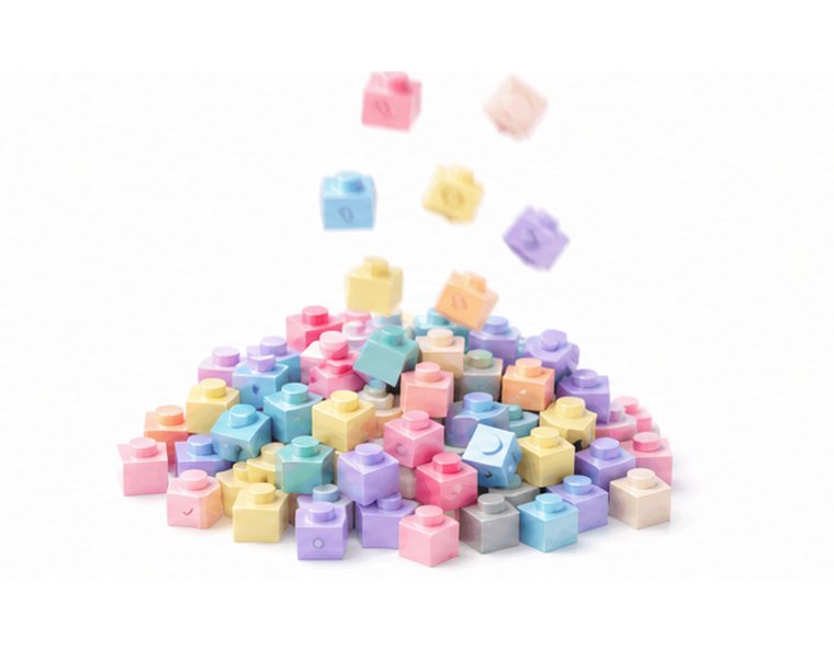 A pile of bricks in more than forty colors
